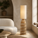 Hampton Woven Floor Lamp Natural in a premium Mediterranean living room
