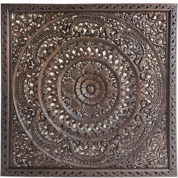 Erawan Falls Carved Wood Panel & Bed Headboard