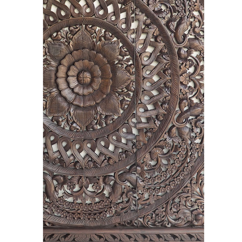 Erawan Falls Carved Wood Panel & Bed Headboard