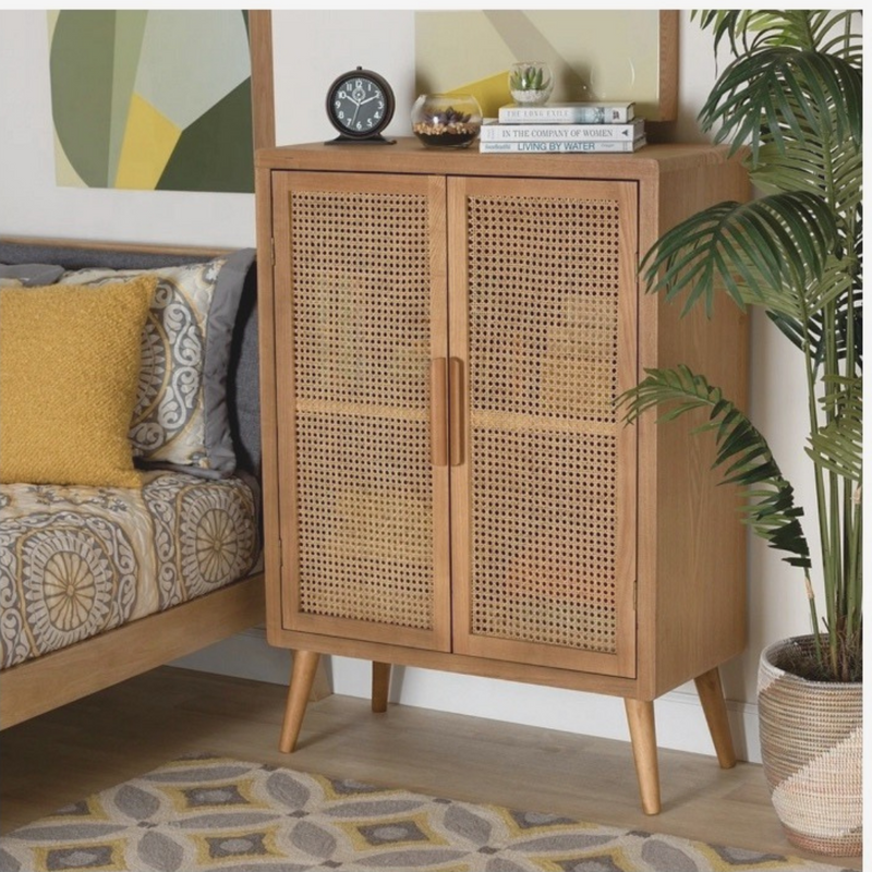 Flamingo Wood Rattan Cabinet (6839041065142)