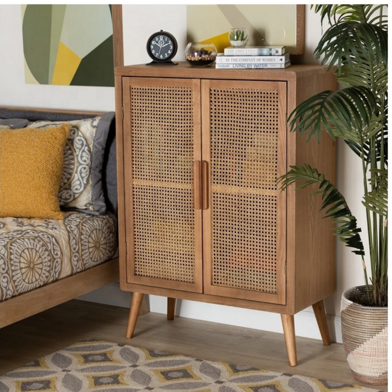 Flamingo Wood Rattan Cabinet My Home Design