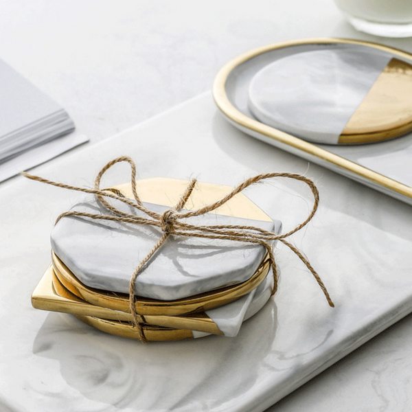 Multiform Shapes Marble Style Coaster Set (7116680134838)
