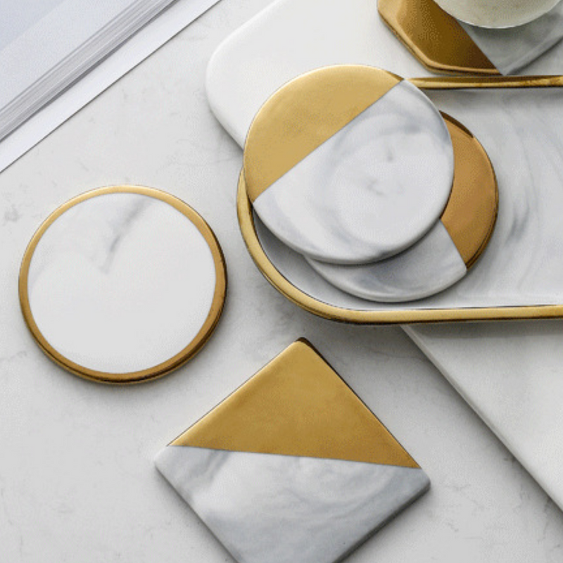 Multiform Shapes Marble Style Coaster Set (7116680134838)