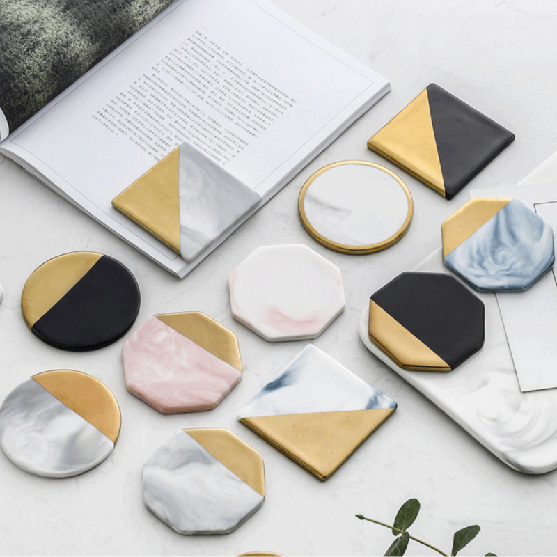 Multiform Shapes Marble Style Coaster Set (7116680134838)