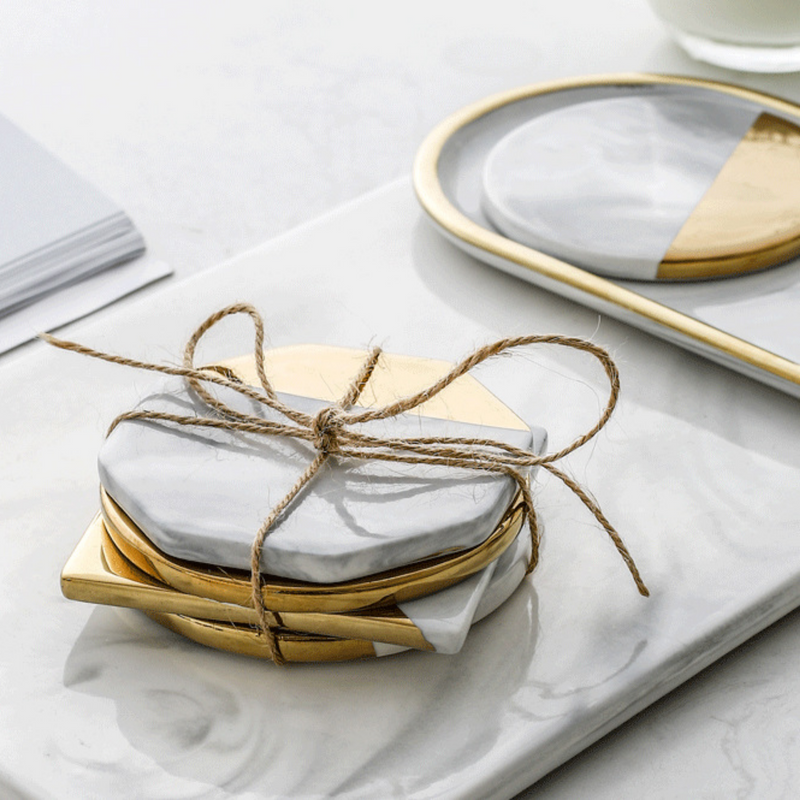 Multiform Shapes Marble Style Coaster Set (7116680134838)