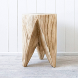 Krakatau Volcano Timber Stool Natural White Wash - My Home Design Australia