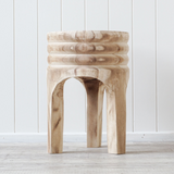 Okada Manila Timber Stool Natural Paulownia Wood - My Home Design Australia