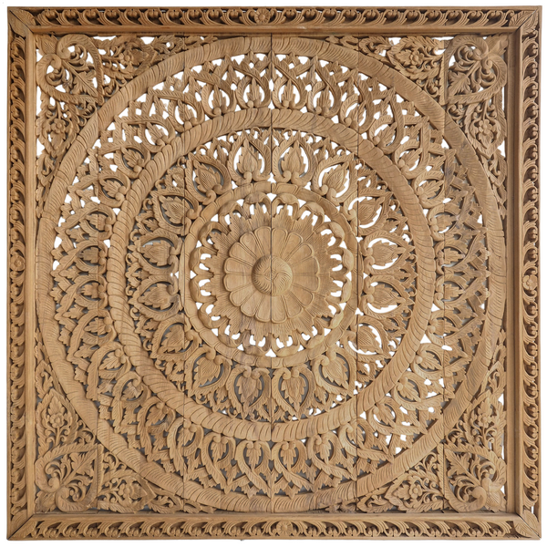 Tham Lot Caves Carved Wood Panel & Bed Headboard