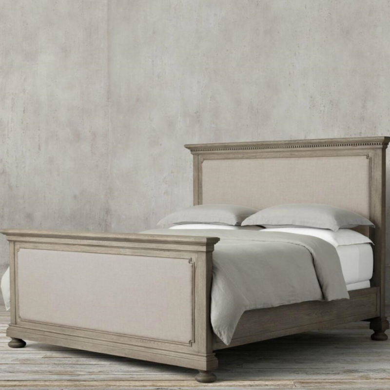 Indulge in royal luxury with our Chateau du Loir Royal Bed. Crafted from wood oak & rebound sponge, wrapped in linen. Available in natural, beige, black, & walnut colors in King, Queen, Double & Single sizes. Transform your bedroom into a sanctuary of opulence and relaxation with this elegant and sturdy bed.